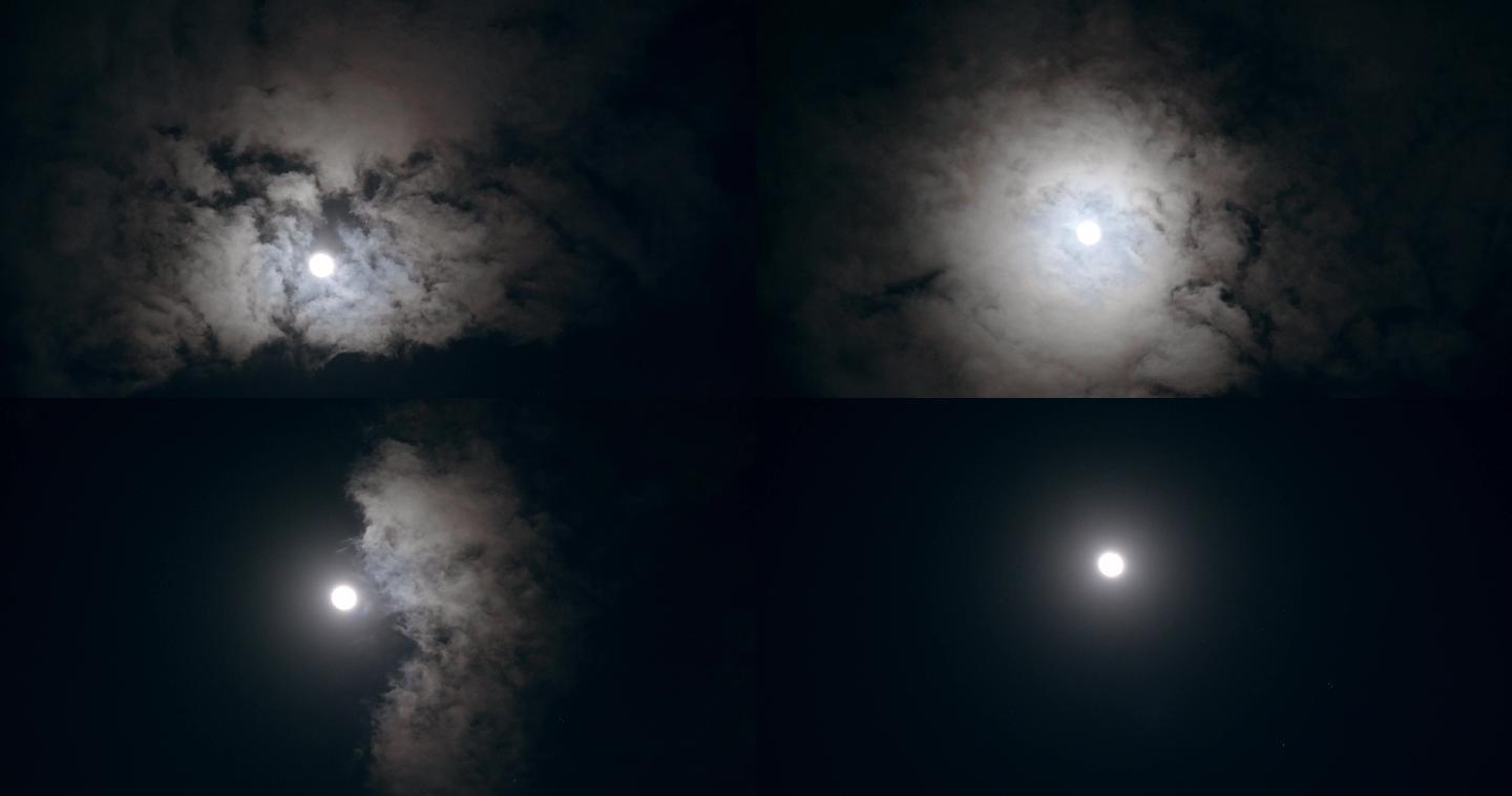 月亮透过云层延时