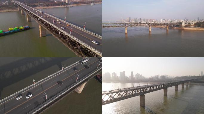 武汉长江大桥不同机位航拍合集
