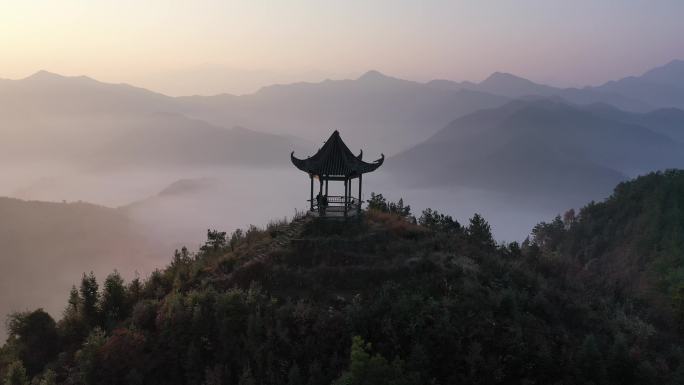 气势磅礴 大山 云海 亭子 大景航拍