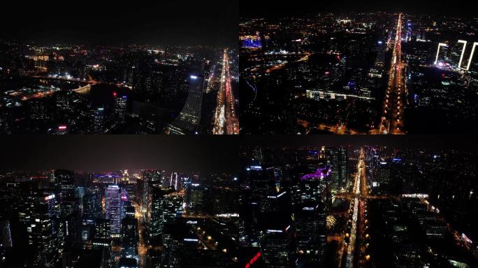 成都高新区大源软件园夜景航拍素材4K