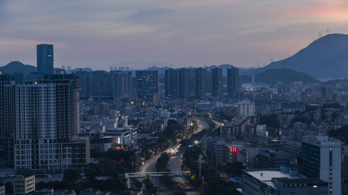 城市夜转日延时