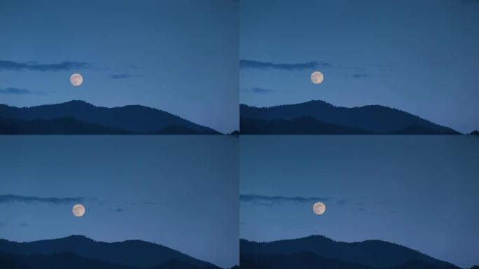 夜晚山顶月亮升起视频素材