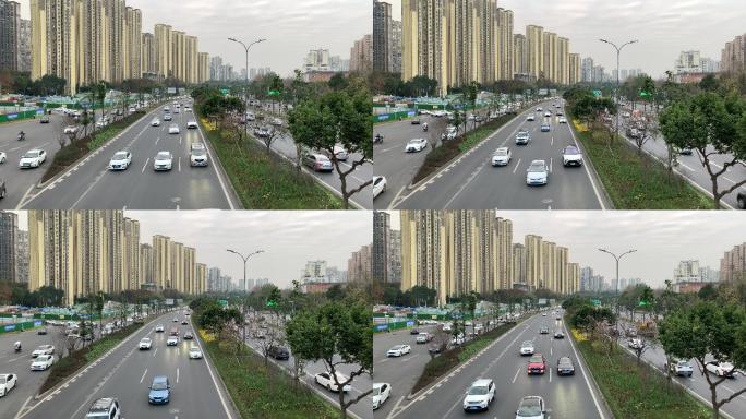 交通建设-城市快速路-公路-车流-实拍