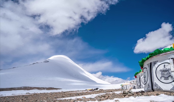 昆仑山脉玉珠峰c1营地延时6k素材