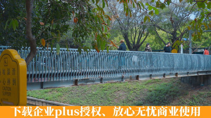 人行天桥视频深圳新洲河上的人行天桥铁桥