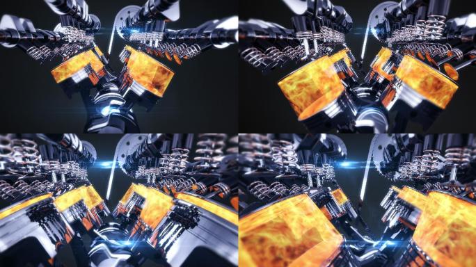 V8发动机爆炸动画-摄像头缓慢移动