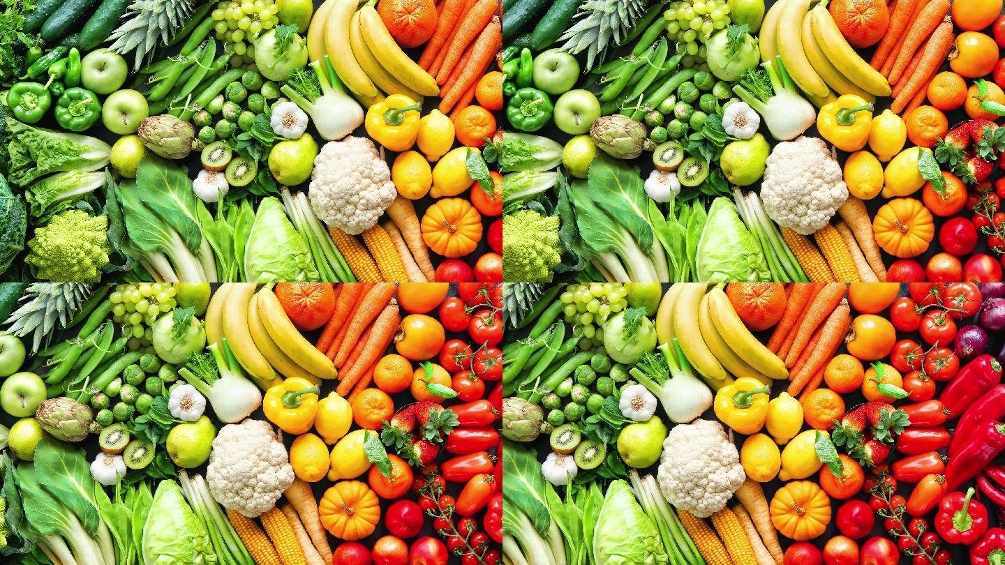 彩虹饮食中的水果、蔬菜和坚果餐插画图片素材_ID:424052219-Veer图库