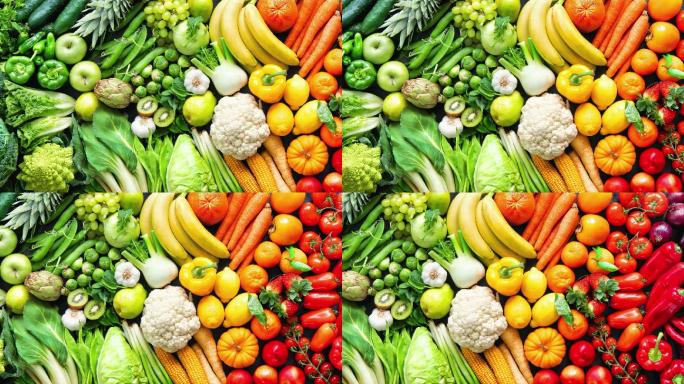 彩虹色新鲜有机水果和蔬菜品种