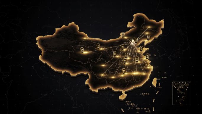 中国地图（黑金色）