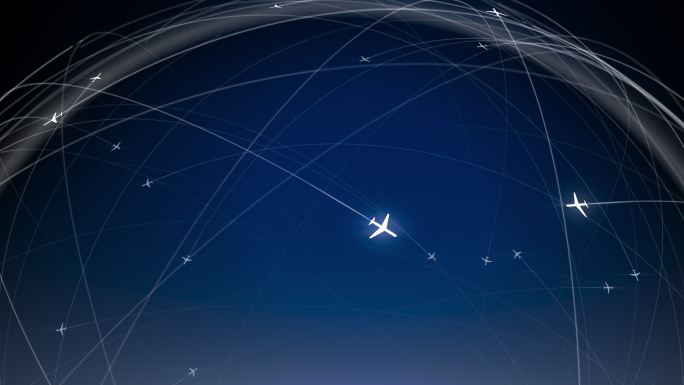 空中交通全球网络视觉效果动画