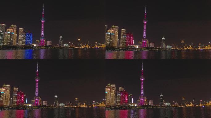 4k上海陆家嘴夜景外滩夜景东方明珠夜景