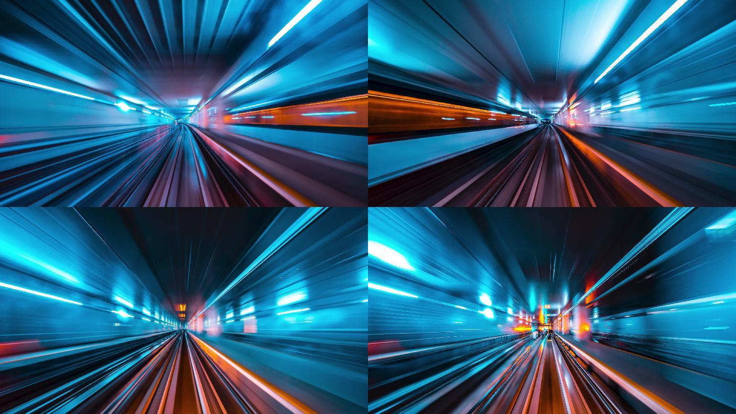 隧道中的抽象运动赛博朋克都市穿梭光速行驶