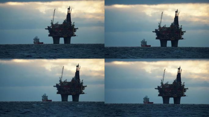 北海岸工业石油钻机海上平台施工现场