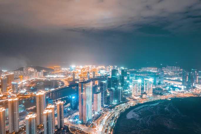 大湾区/珠海/横琴/澳门/琴澳夜景航拍