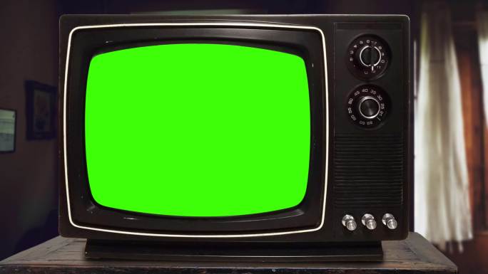 Stok Video复古电视机绿色背景