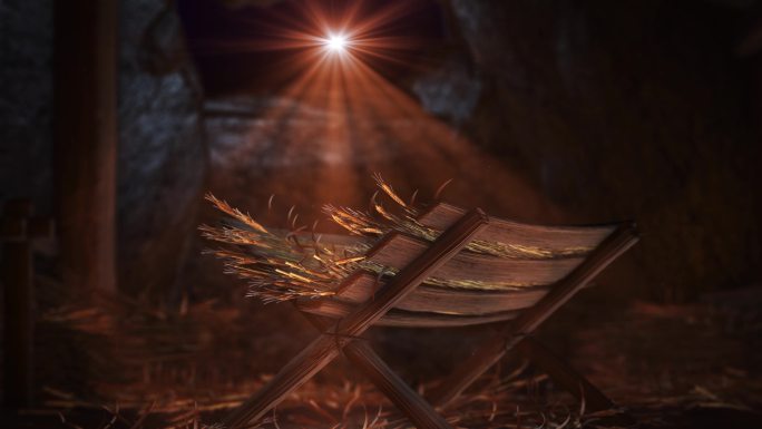耶稣诞生的场景，伯利恒闪烁的星星