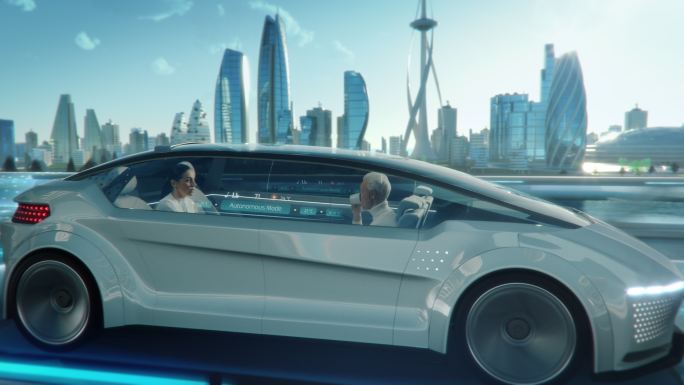 未来自动驾驶汽车动画