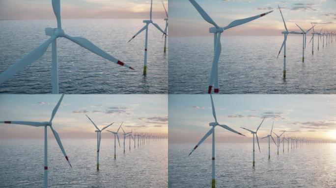 海上风力涡轮机风力发电大风车新能源工业风
