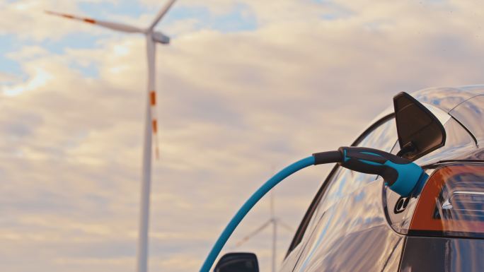 利用风力涡轮机的绿色能源为电动汽车充电