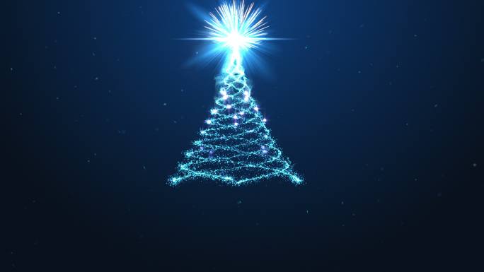 圣诞树背景与焰火蓝色背景
