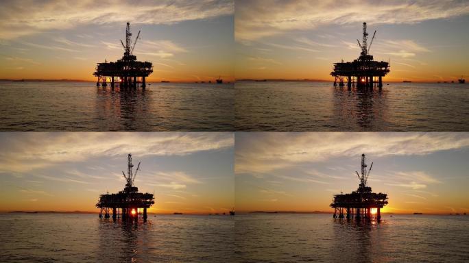 海上石油平台的空中拍摄