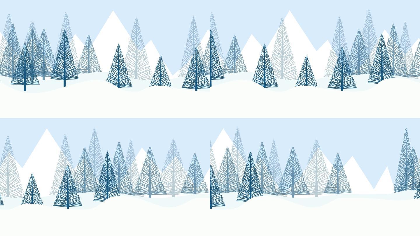 冬季雪景背景为冷杉树。