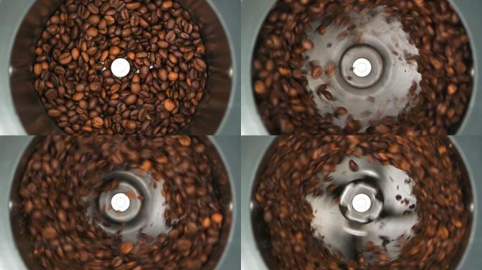 咖啡研磨机研磨咖啡豆慢动作