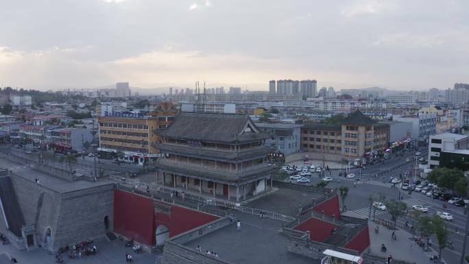 忻州古城楼环绕航拍