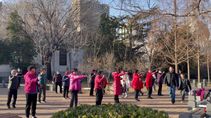 公园跳跳广场舞的阿姨