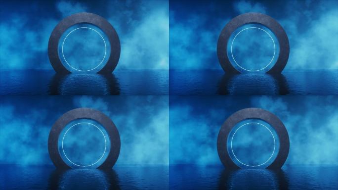 烟雾效果与圆形的门3D渲染