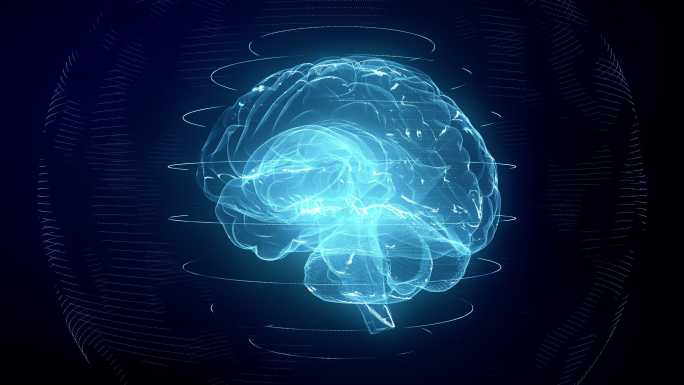 未来蓝色数字大脑特效动画合成元素光效