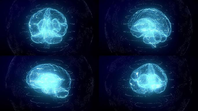 未来蓝色数字大脑特效动画合成元素光效
