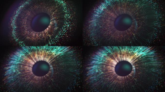 数码眼虹膜连接，抽象虹膜爆炸背景