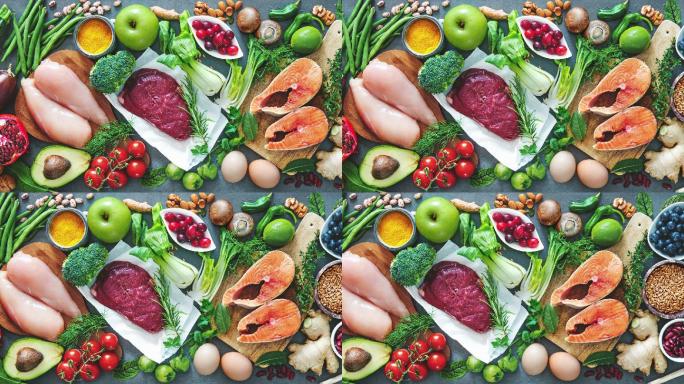 均衡饮食食物背景健康食材绿色有机营养美味