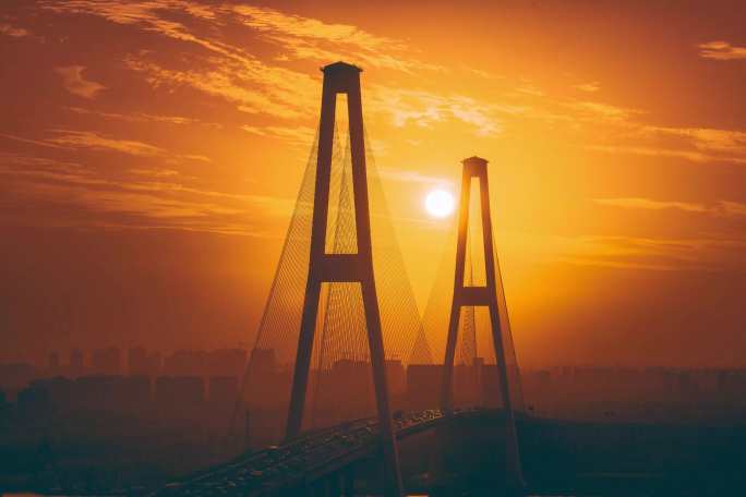上海徐浦大桥延时夕阳