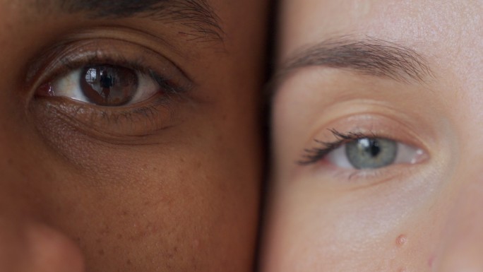黑人男人和白人女人的眼睛