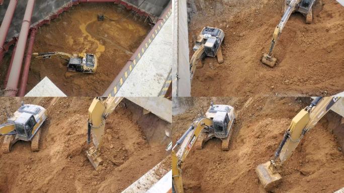 挖掘机基坑作业-4K