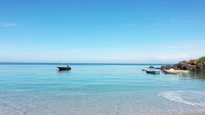 4K唯美浪漫海边大海航船风景