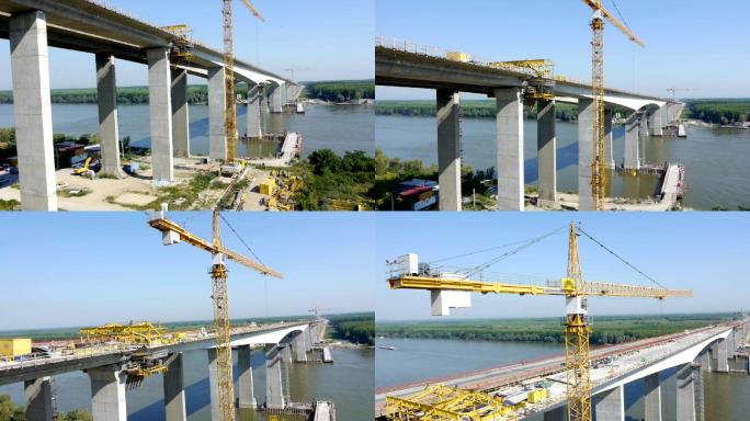 建桥拆迁工程房地产挖掘机拆建施工塔吊
