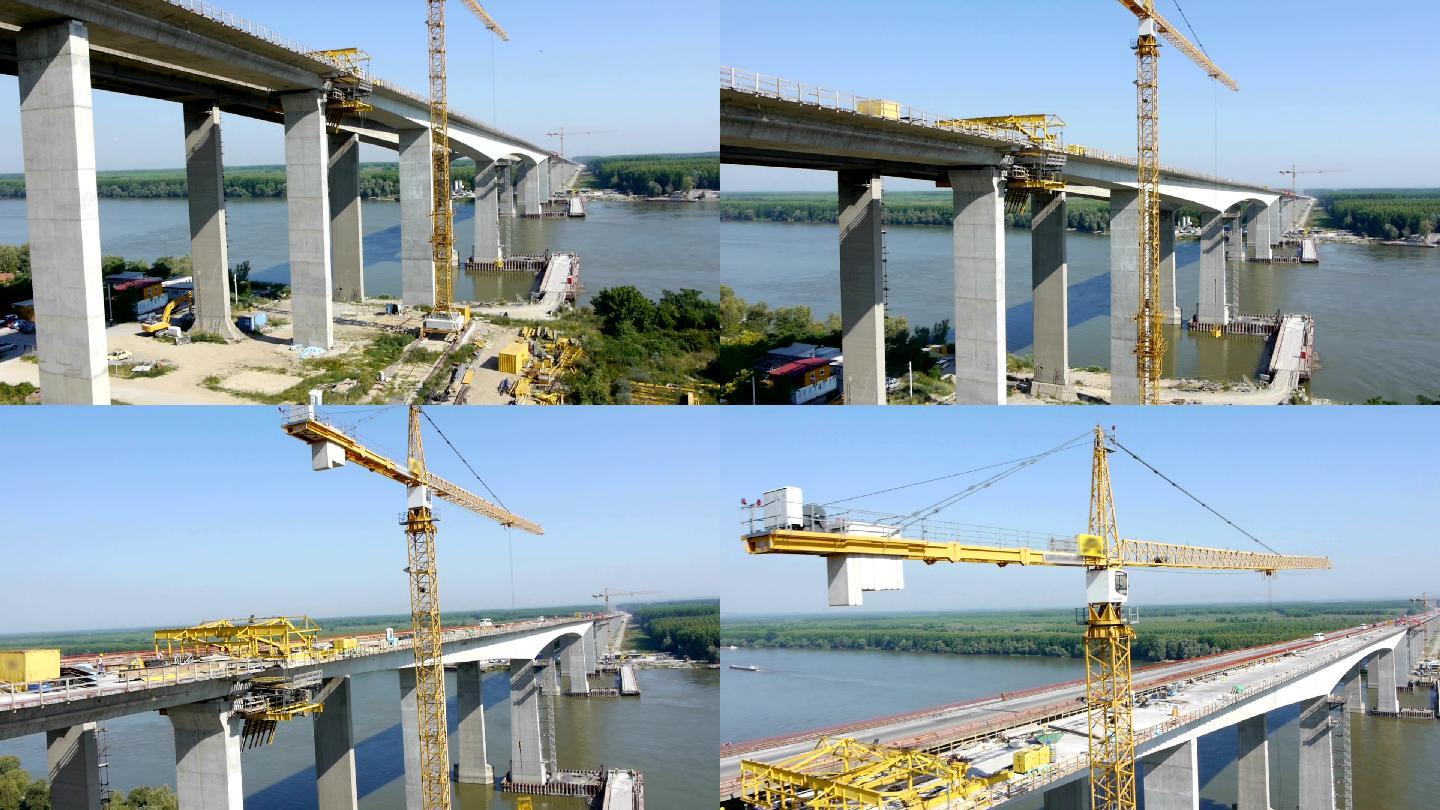建桥拆迁工程房地产挖掘机拆建施工塔吊