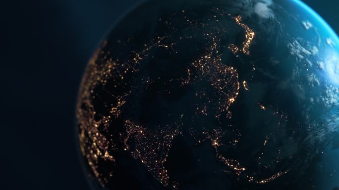 夜晚的亚洲——从太空看地球