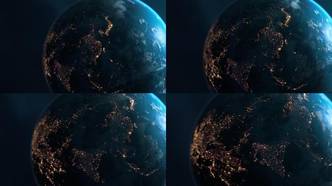 夜晚的亚洲——从太空看地球