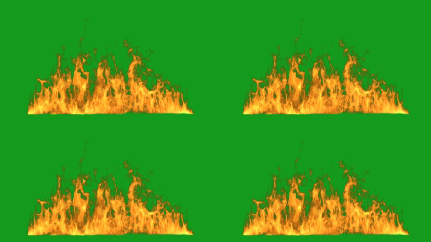 具有绿色屏幕背景的熊熊火焰运动图形