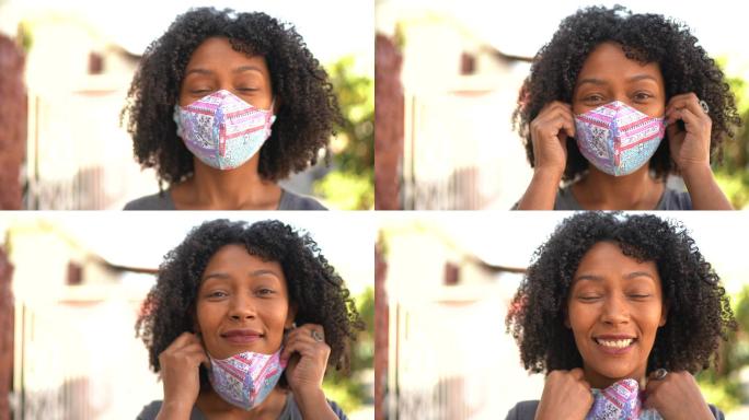 一位妇女摘下口罩新冠疫情防疫流感病毒预防