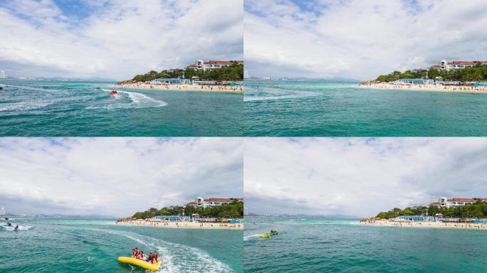 蜈支洲岛五色海海滩海上娱乐项目延时摄影