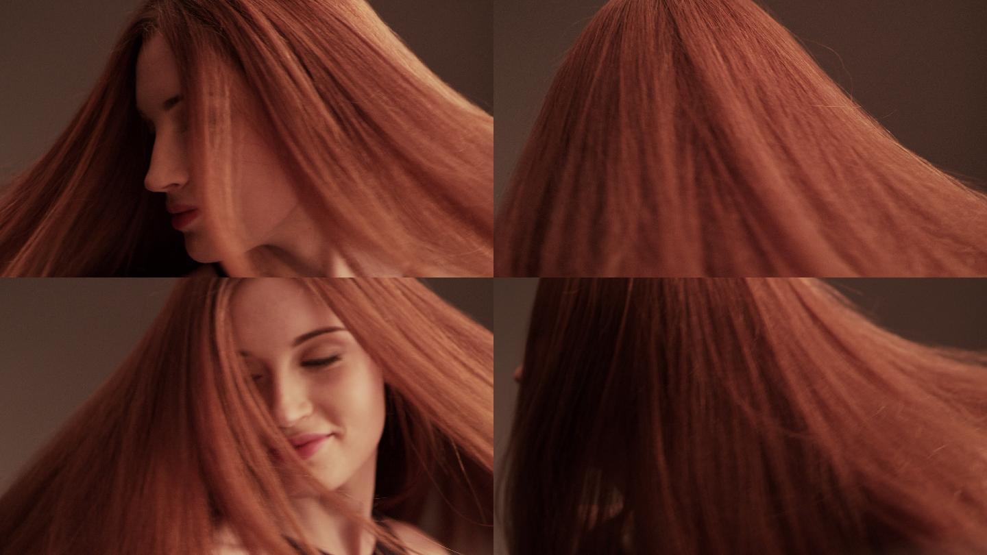 美丽的红发女孩秀发发型保养