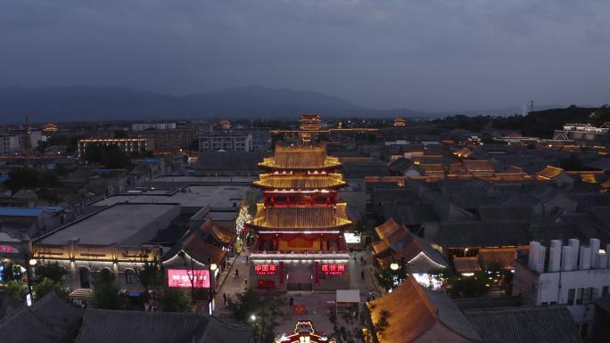 忻州古城夜景穿越航拍