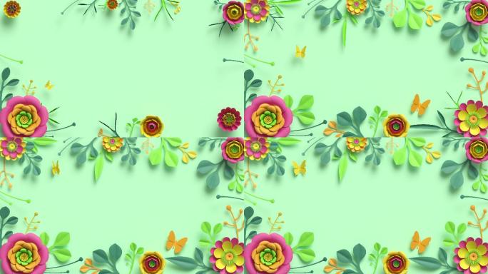 节日花卉框架动画3D背景鲜花