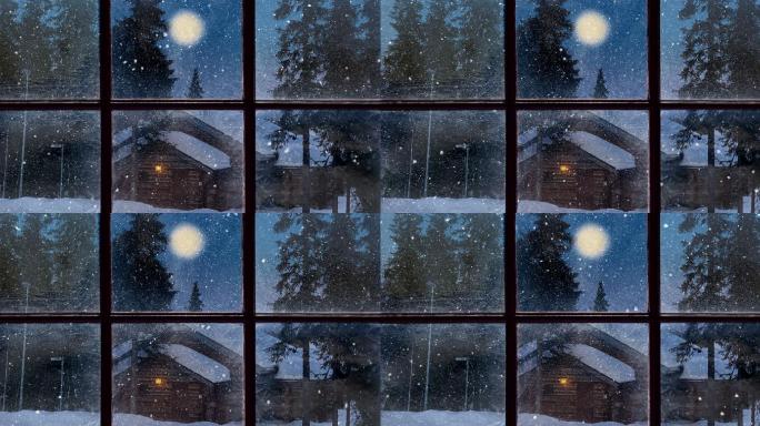 大雪覆盖的木屋宁静唯美动画北欧木屋