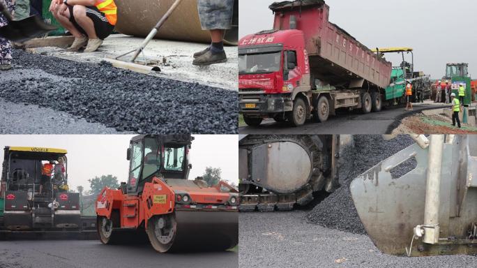 道路施工铺设现场